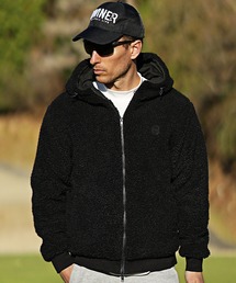 DIVINER GOLF（ディバイナー ゴルフ）の「【DIVINER GOLF】ボアジップフードブルゾン メンズ ゴルフウェア 中綿ジャケット アウター ブラック 冬服（ブルゾン）」