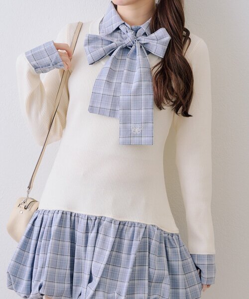 continuer de NICE CLAUP（コンティニューデナイスクラップ）の「リボン&バルーンドッキングワンピース（ワンピース・レディース・ネイビー/トップグレー/アイボリー・FREE）」の6枚目の写真