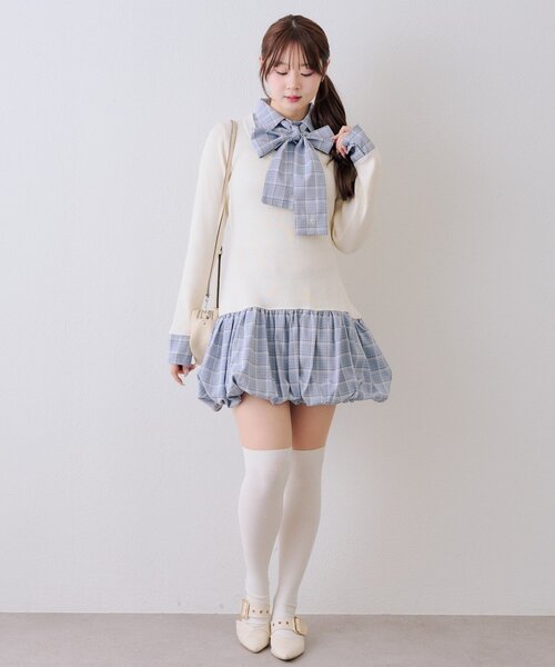 continuer de NICE CLAUP（コンティニューデナイスクラップ）の「リボン&バルーンドッキングワンピース（ワンピース・レディース・ネイビー/トップグレー/アイボリー・FREE）」の11枚目の写真