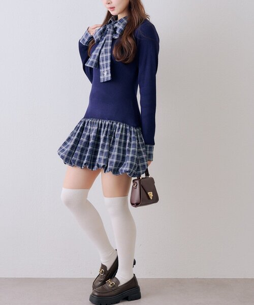 continuer de NICE CLAUP（コンティニューデナイスクラップ）の「リボン&バルーンドッキングワンピース（ワンピース・レディース・ネイビー/トップグレー/アイボリー・FREE）」の14枚目の写真