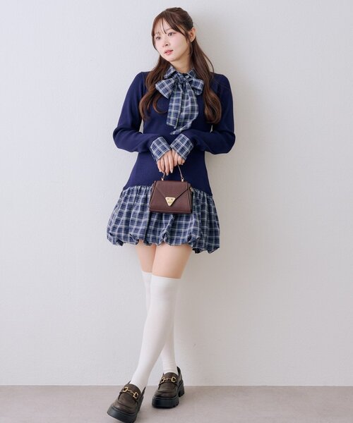 continuer de NICE CLAUP（コンティニューデナイスクラップ）の「リボン&バルーンドッキングワンピース（ワンピース・レディース・ネイビー/トップグレー/アイボリー・FREE）」の17枚目の写真