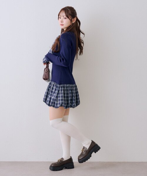 continuer de NICE CLAUP（コンティニューデナイスクラップ）の「リボン&バルーンドッキングワンピース（ワンピース・レディース・ネイビー/トップグレー/アイボリー・FREE）」の21枚目の写真