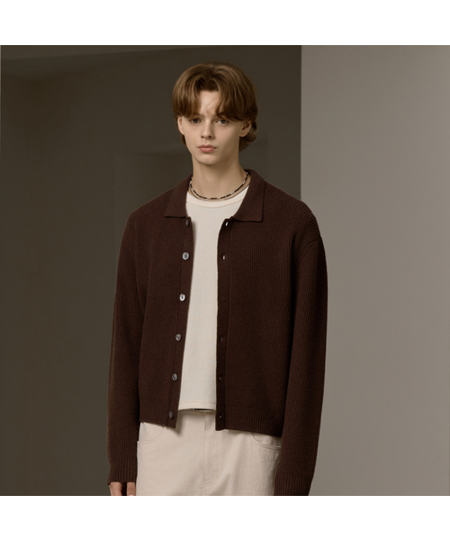 HYOJI（ヒョージ）の「FW ウォッシャブルハチカラークロップニットカーディガン (3カラー)（カーディガン/ボレロ・メンズ・ブラウン/チャコール/ブラック・L/M）」の3枚目の写真