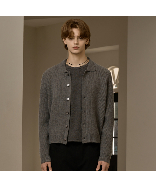 HYOJI（ヒョージ）の「FW ウォッシャブルハチカラークロップニットカーディガン (3カラー)（カーディガン/ボレロ・メンズ・ブラウン/チャコール/ブラック・L/M）」の2枚目の写真