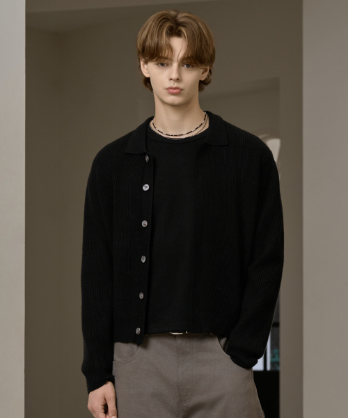 HYOJI（ヒョージ）の「FW ウォッシャブルハチカラークロップニットカーディガン (3カラー)（カーディガン/ボレロ・メンズ・ブラウン/チャコール/ブラック・L/M）」の8枚目の写真