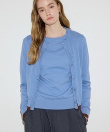 【身長/骨格別着用画像あり】カシミヤミックスレイヤード風ニットカーディガン 春服 秋服 冬服 ニットトップス