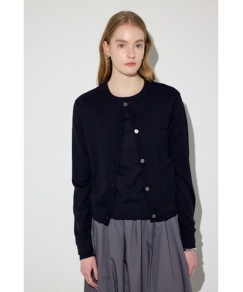 AZUL by moussy(アズールバイマウジー)の「カシミヤミックスレイヤードニットカーディガン(カーディガン/ボレロ・レディース・ライトブルー/ブラック/オフホワイト/杢グレー/ライトイエロー・MEDIUM/SMALL)」の19枚目の写真