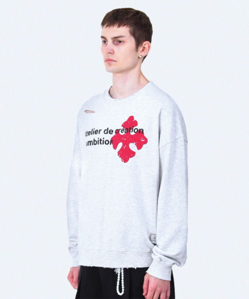 AAMBITION（アアンビション）の「アトリエクロススウェットシャツ（メランジホワイト）（スウェット・メンズ・その他・M/L）」の2枚目の写真