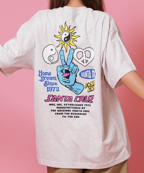 SANTA CRUZ（サンタクルーズ）の「SANTA CRUZ/サンタクルーズ 半袖Tシャツ レディース PEACE HAND MIX UP S/S TEE ムラサキ限定 502262431（Tシャツ/カットソー・レディース・シルバーグレー/ホワイト/ブラック/ライトピンク・XL/L/M）」の3枚目の写真