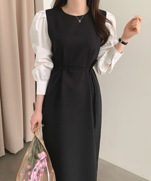 Pittok(ピットク)の「ドッキングシャツロングワンピース(ワンピース・レディース・ベージュ/ブラック・MEDIUM)」の5枚目の写真