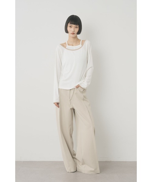 Limue（リミュ）の「キャミセットパイピングトップス（Tシャツ/カットソー・レディース・オフホワイト/ブラック・FREE）」の12枚目の写真