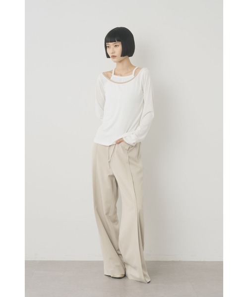 Limue（リミュ）の「キャミセットパイピングトップス（Tシャツ/カットソー・レディース・オフホワイト/ブラック・FREE）」の11枚目の写真