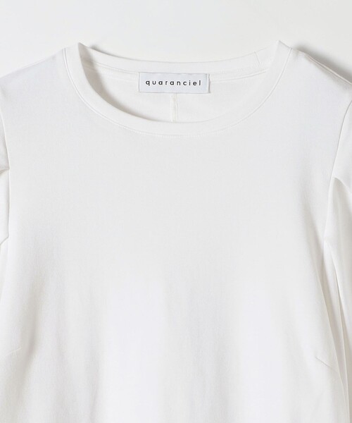 quaranciel(カランシエル)の「quaranciel:〈洗濯機可能〉パワーショルダー クルーネック プルオーバー(Tシャツ/カットソー・レディース・ホワイト/ブラック・ONE SIZE)」の21枚目の写真