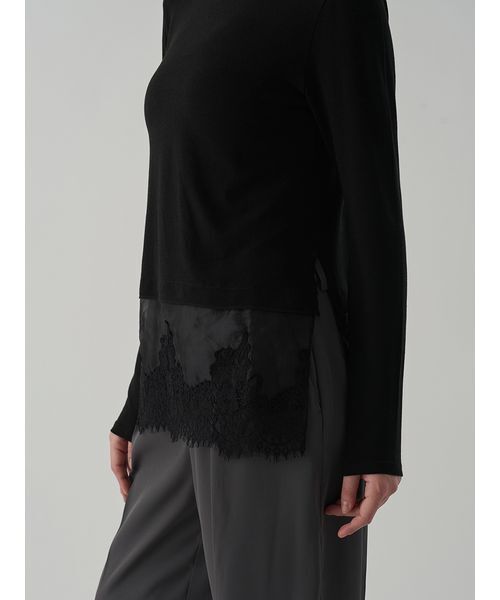 Henon.（ヘノン）の「レースドッキングクルーネックトップス（Tシャツ/カットソー・レディース・グレー/ブラック・F）」の12枚目の写真