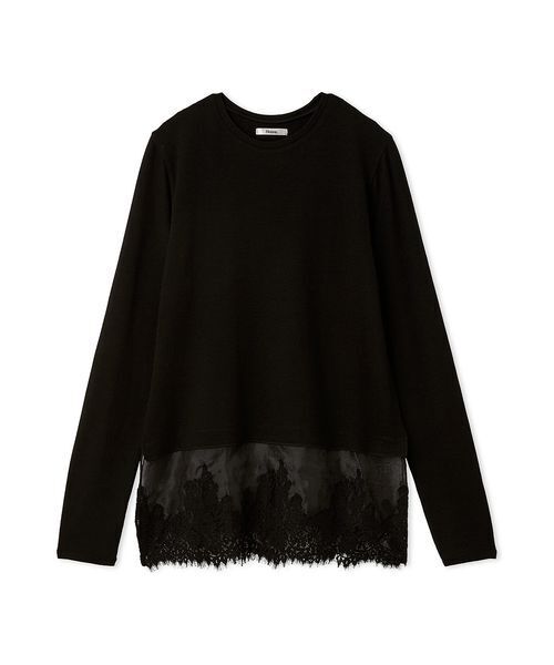 Henon.（ヘノン）の「レースドッキングクルーネックトップス（Tシャツ/カットソー・レディース・グレー/ブラック・F）」の14枚目の写真