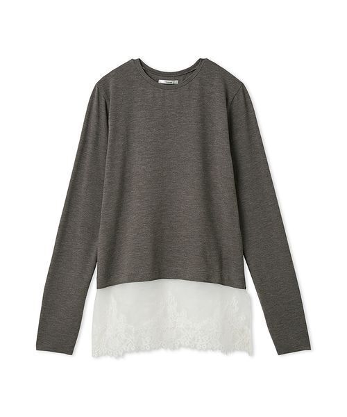 Henon.（ヘノン）の「レースドッキングクルーネックトップス（Tシャツ/カットソー・レディース・グレー/ブラック・F）」の15枚目の写真