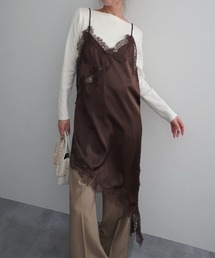 Rashik（ラシク）の「【Rashik】アンバランスサテンレースキャミワンピ（ワンピース）」