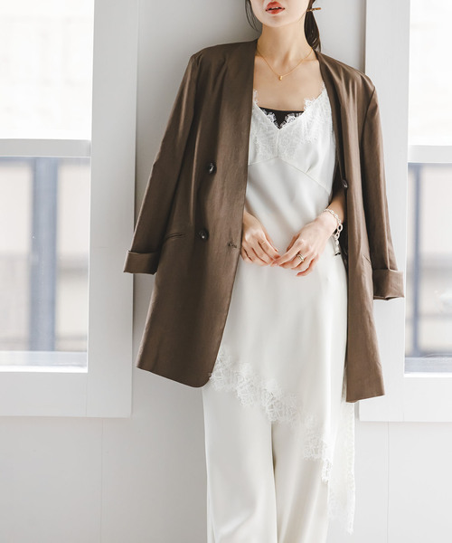 Noble（ノーブル）の「ルナサテンレースアシンメトリーキャミ（キャミソール・レディース・ブラック/ホワイト・FREE）」の2枚目の写真