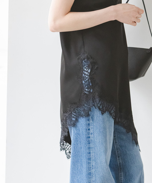 Noble（ノーブル）の「ルナサテンレースアシンメトリーキャミ（キャミソール・レディース・ブラック/ホワイト・FREE）」の5枚目の写真