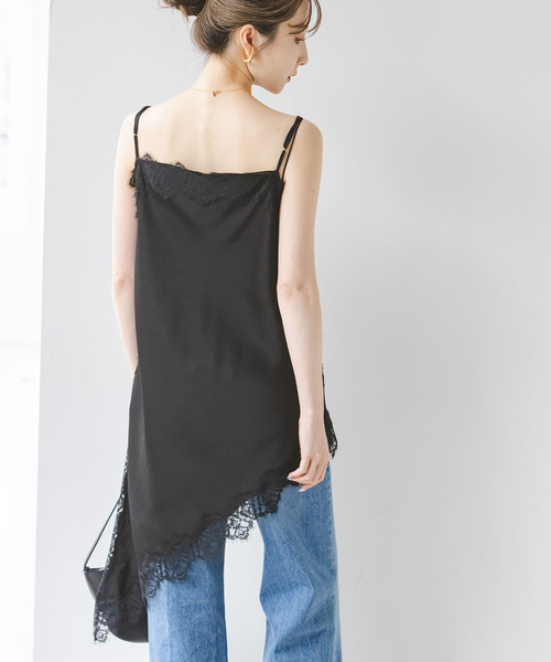 Noble（ノーブル）の「ルナサテンレースアシンメトリーキャミ（キャミソール・レディース・ブラック/ホワイト・FREE）」の10枚目の写真