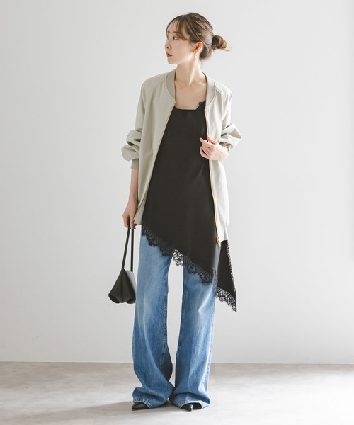 Noble（ノーブル）の「ルナサテンレースアシンメトリーキャミ（キャミソール・レディース・ブラック/ホワイト・FREE）」の11枚目の写真