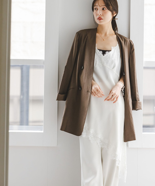 Noble（ノーブル）の「ルナサテンレースアシンメトリーキャミ（キャミソール・レディース・ブラック/ホワイト・FREE）」の16枚目の写真