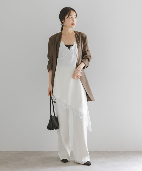 Noble（ノーブル）の「ルナサテンレースアシンメトリーキャミ（キャミソール・レディース・ブラック/ホワイト・FREE）」の17枚目の写真