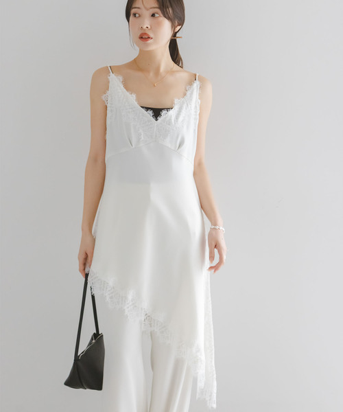 Noble（ノーブル）の「ルナサテンレースアシンメトリーキャミ（キャミソール・レディース・ブラック/ホワイト・FREE）」の19枚目の写真