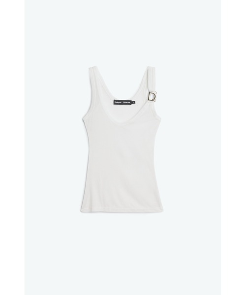 Desigual（デシグアル）の「【Desigual × EGONLAB】メタルDリング　ホワイトタンクトップ（Tシャツ/カットソー・レディース・ホワイト・S/M/L/XL）」の7枚目の写真