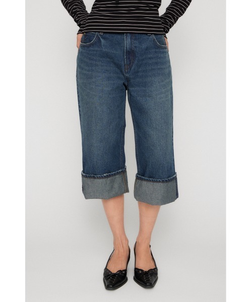 LAGUA GEM(ラグアジェム)の「FOLD MIDDLE デニム(デニムパンツ・レディース・ブラック/ブルー・X-SMALL/SMALL/MEDIUM)」の1枚目の写真