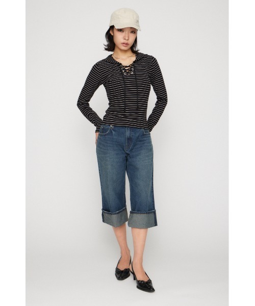 LAGUA GEM(ラグアジェム)の「FOLD MIDDLE デニム(デニムパンツ・レディース・ブラック/ブルー・X-SMALL/SMALL/MEDIUM)」の9枚目の写真