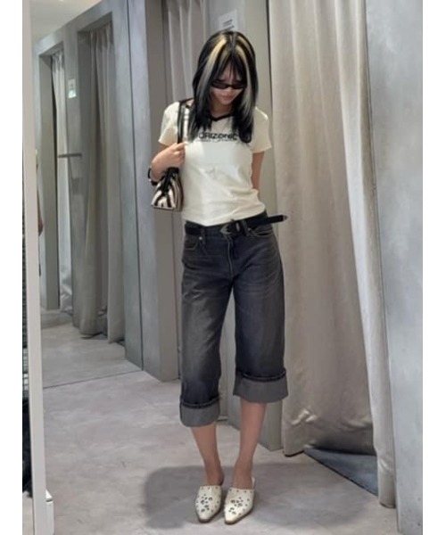 LAGUA GEM(ラグアジェム)の「FOLD MIDDLE デニム(デニムパンツ・レディース・ブラック/ブルー・X-SMALL/SMALL/MEDIUM)」の15枚目の写真