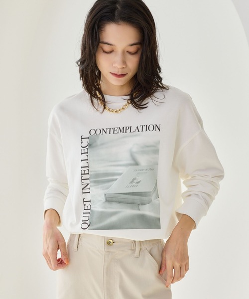 BARNYARDSTORM（バンヤードストーム）の「BARNYARDSTORM / BOOKフォトＴ（Tシャツ/カットソー・レディース・ホワイト/ベージュ・FREE）」の3枚目の写真