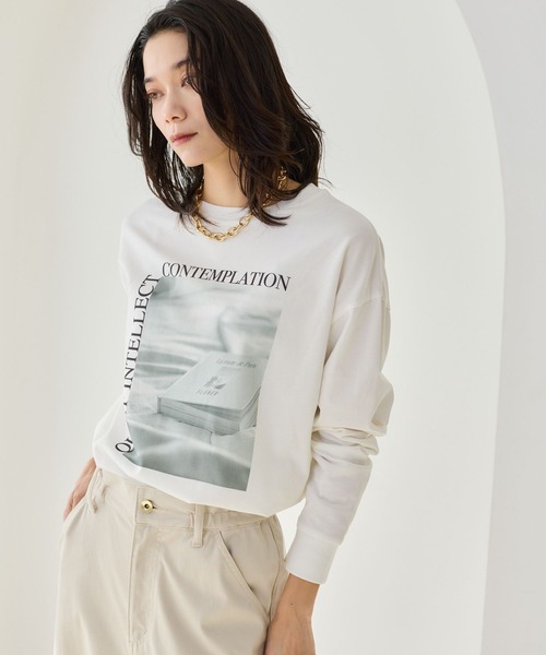 BARNYARDSTORM（バンヤードストーム）の「BARNYARDSTORM / BOOKフォトＴ（Tシャツ/カットソー・レディース・ホワイト/ベージュ・FREE）」の4枚目の写真