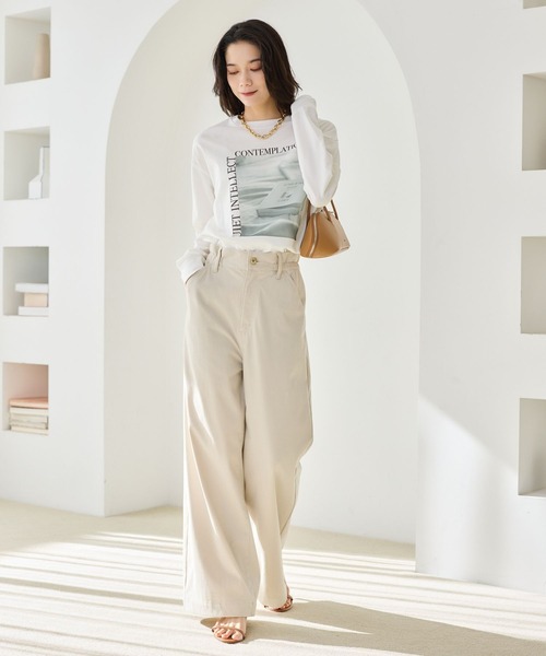 BARNYARDSTORM（バンヤードストーム）の「BARNYARDSTORM / BOOKフォトＴ（Tシャツ/カットソー・レディース・ホワイト/ベージュ・FREE）」の6枚目の写真