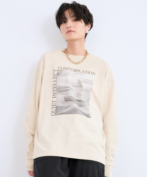 BARNYARDSTORM（バンヤードストーム）の「BARNYARDSTORM / BOOKフォトＴ（Tシャツ/カットソー・レディース・ホワイト/ベージュ・FREE）」の7枚目の写真