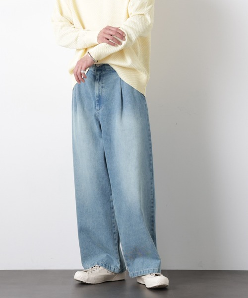 NANO universe(ナノユニバース)の「「OtoNANO」大人のワイドデニムパンツ(デニムパンツ・メンズ・オフホワイト/ブルー/ネイビー・S/M/L)」の3枚目の写真