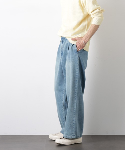 NANO universe(ナノユニバース)の「「OtoNANO」大人のワイドデニムパンツ(デニムパンツ・メンズ・オフホワイト/ブルー/ネイビー・S/M/L)」の6枚目の写真