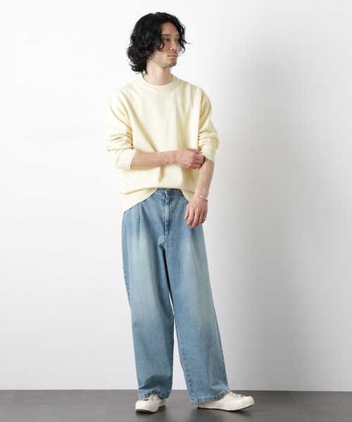 NANO universe(ナノユニバース)の「「OtoNANO」大人のワイドデニムパンツ(デニムパンツ・メンズ・オフホワイト/ブルー/ネイビー・S/M/L)」の9枚目の写真