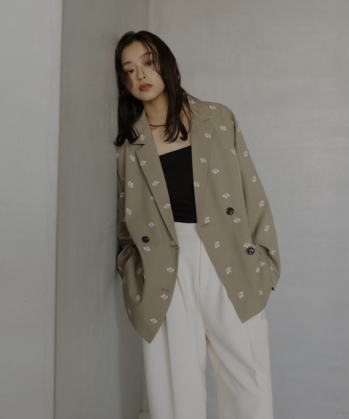 hellam（へラム）の「フラワー刺繍テーラードジャケット（テーラードジャケット・レディース・グレー/ブラック/グリーン・FREE）」の14枚目の写真