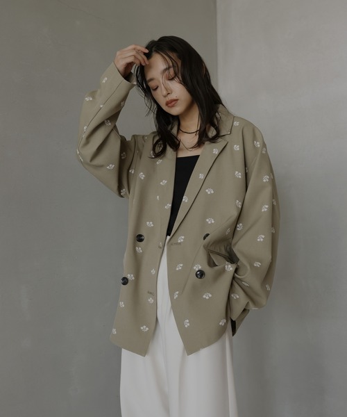 hellam（へラム）の「フラワー刺繍テーラードジャケット（テーラードジャケット・レディース・グレー/ブラック/グリーン・FREE）」の17枚目の写真