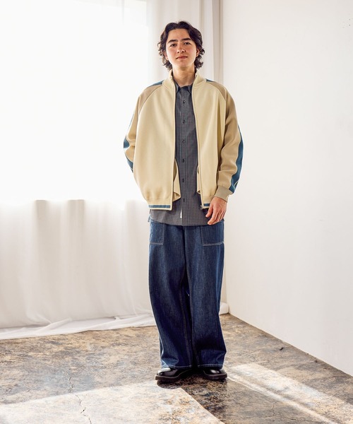 niko and...（ニコアンド）の「ニットトラックジャケット（ブルゾン・メンズ・ブラック/アイボリー/オレンジ/グリーン・MEDIUM/LARGE）」の14枚目の写真