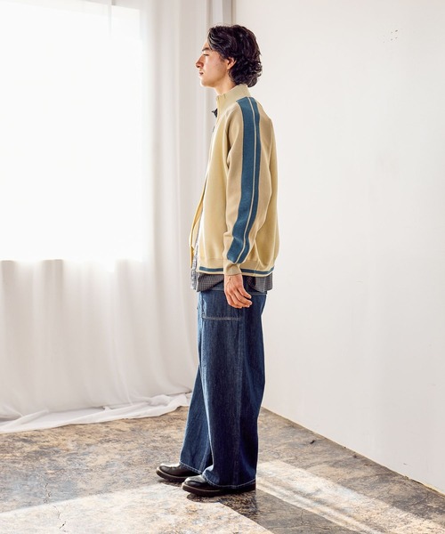 niko and...（ニコアンド）の「ニットトラックジャケット（ブルゾン・メンズ・ブラック/アイボリー/オレンジ/グリーン・MEDIUM/LARGE）」の15枚目の写真