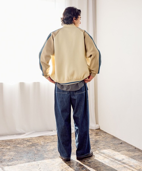 niko and...（ニコアンド）の「ニットトラックジャケット（ブルゾン・メンズ・ブラック/アイボリー/オレンジ/グリーン・MEDIUM/LARGE）」の16枚目の写真