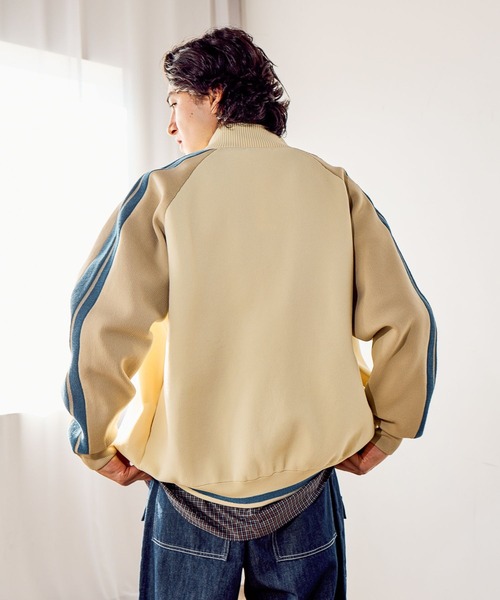 niko and...（ニコアンド）の「ニットトラックジャケット（ブルゾン・メンズ・ブラック/アイボリー/オレンジ/グリーン・MEDIUM/LARGE）」の18枚目の写真