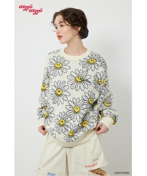 RODEO CROWNS WIDE BOWL（ロデオクラウンズワイドボウル）の「(wiggle wiggle)パターンニットトップス（ニット/セーター・レディース・グリーン系その他/ブルー系その他/ホワイト系その他/ブラウン系その他・FREE）」の2枚目の写真