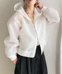 She's Closet（シーズクローゼット）の「ショート丈ダブルジップ フード付き ボンディング シアーパーカー ブルゾン ジャケット（ブルゾン）」