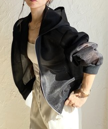 She's Closet（シーズクローゼット）の「ショート丈ダブルジップ フード付き ボンディング シアーパーカー ブルゾン ジャケット（ブルゾン）」