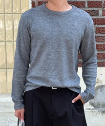 BASEMOMENT（ベースモーメント）の「マッスルフィットリブロングスリーブメランジグレー（Tシャツ/カットソー）」