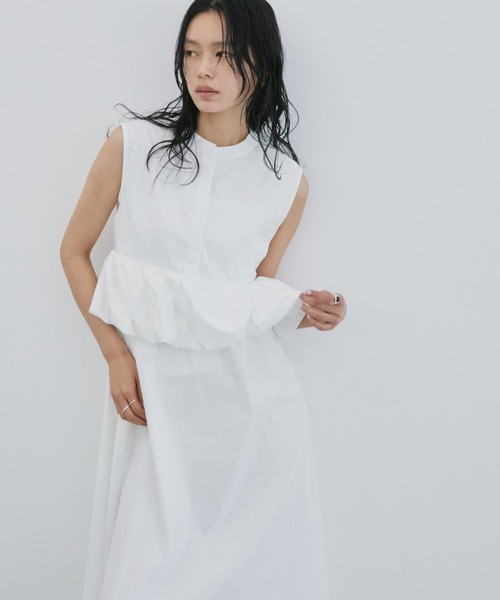 DRWCYS（ドロシーズ）の「バルーンペプラムシャツOP（ワンピース・レディース・ホワイト・FREE）」の2枚目の写真